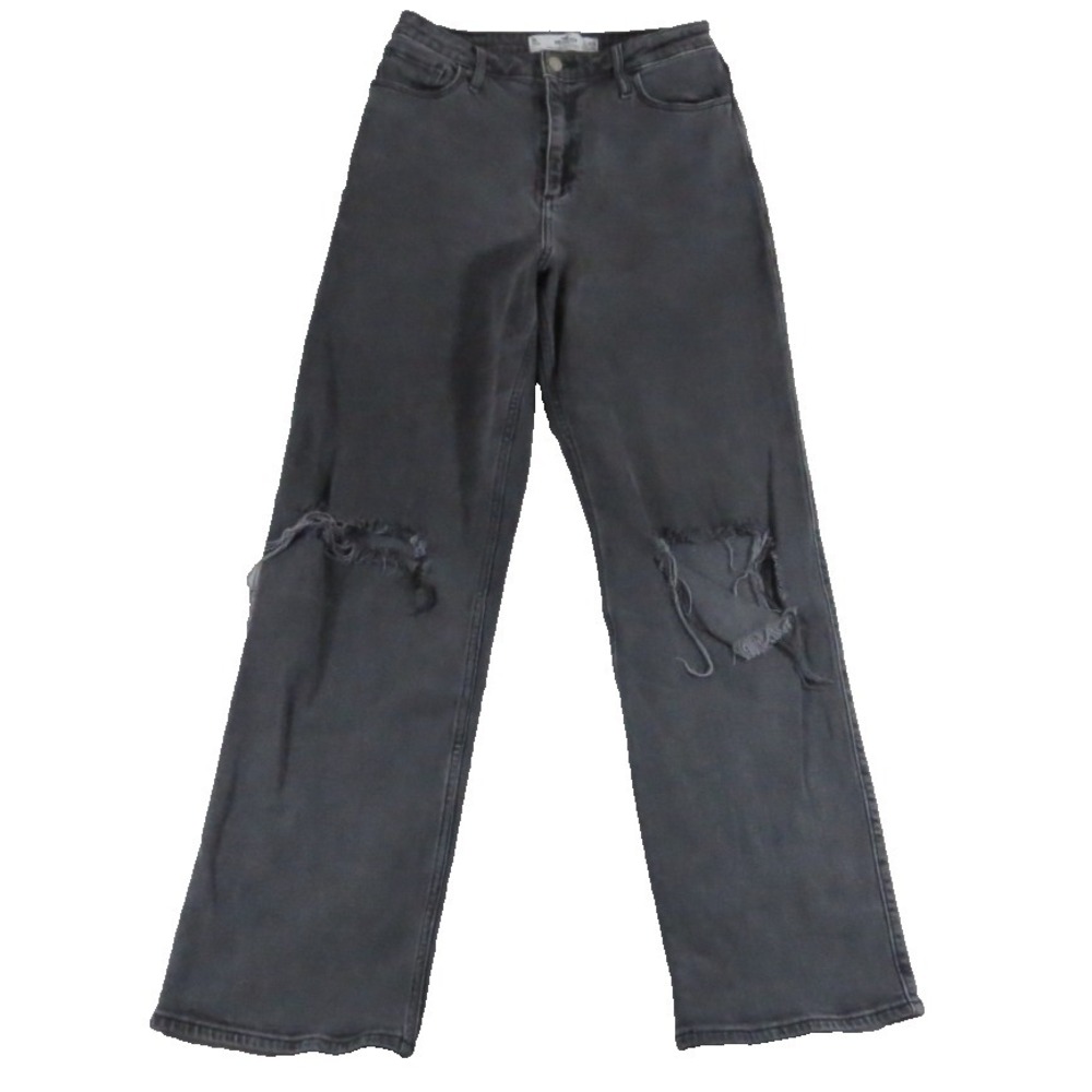 Hollister‎ Curvy Ultra High Rise Dad Jeans Distressed Gray Denim Women 9L 29x33
